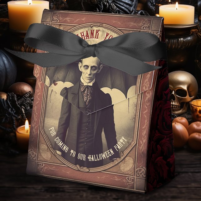 Caixinha De Lembrancinhas Vampiro Gótico Vampiro Dracula Festa de Halloween (The perfect accompaniment to your Adult Halloween Party. Dracula Favor Box with Haunted Castle Back.)