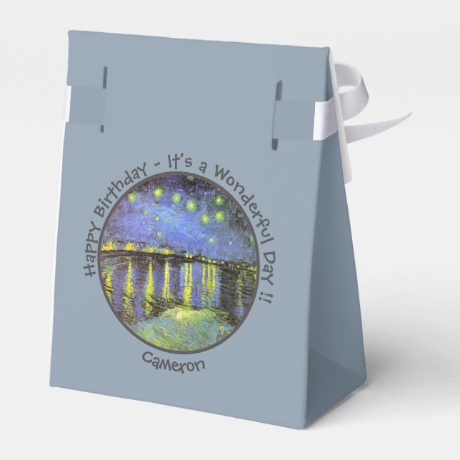 Caixinha De Lembrancinhas Van Gogh Starry Night sobre os itens do partido Rh (Verso)