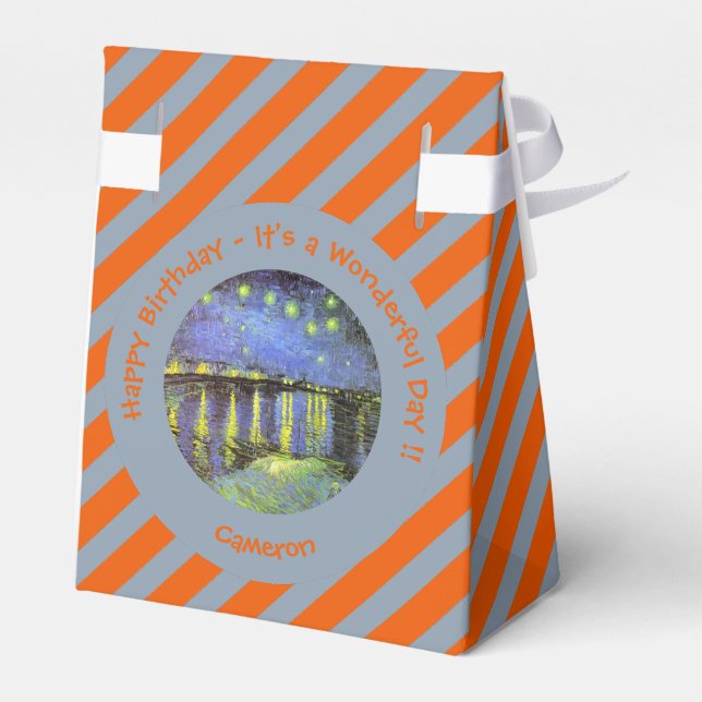 Caixinha De Lembrancinhas Van Gogh Starry Night sobre os itens do partido Rh (Verso)