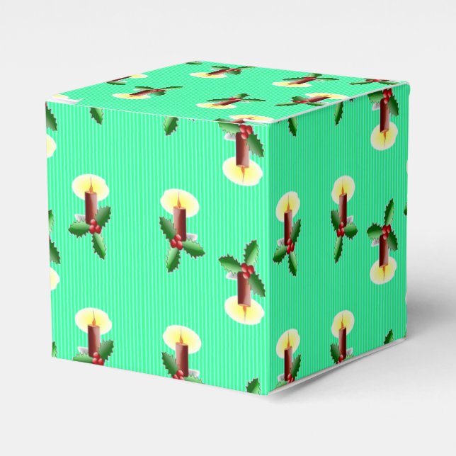 Caixinha De Lembrancinhas Vela borgonha com Xmas Holly (Frente)