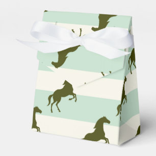 Caixinha De Lembrancinhas Verde do Celadon e teste padrão claros do cavalo
