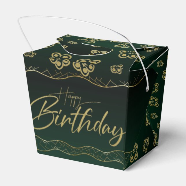 Caixinha De Lembrancinhas verde lindo para cumple con flores (Verso)