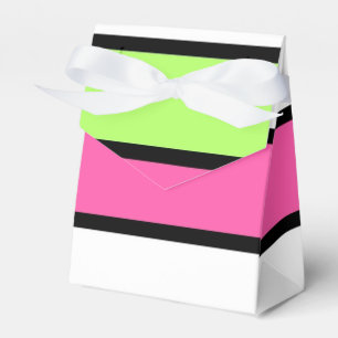 Caixinha De Lembrancinhas Verdes limões, Pretos e Brancos, Rosa-Quente