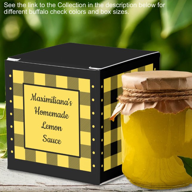 Caixinha De Lembrancinhas Verificação de Buffalo - Amarelo e Preto - Clássic (Buffalo Check - Yellow and Black - Classic Favor Boxes by Leapfroglisics Shop)