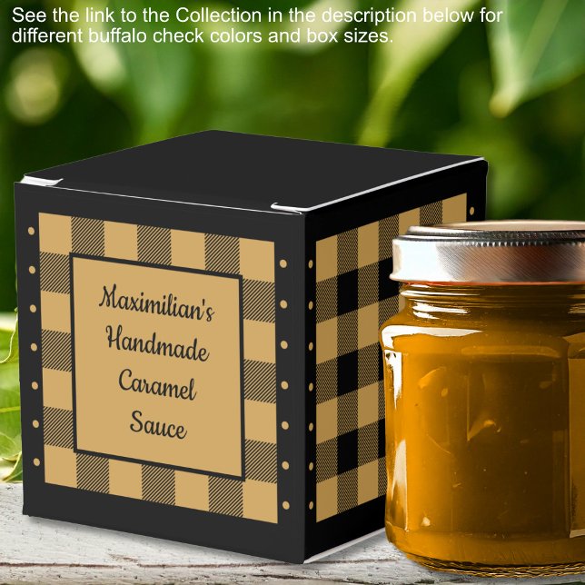 Caixinha De Lembrancinhas Verificação de Buffalo - Dourado e Preto - Clássic (Buffalo Check - Gold and Black - Classic Favor Boxes by Leapfroglisics Shop)