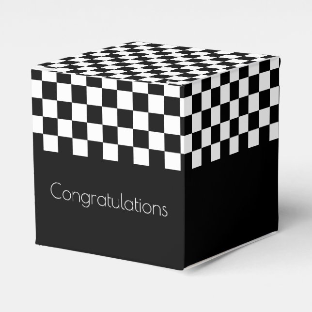 Caixinha De Lembrancinhas Verificação Preta e Branca (Frente)