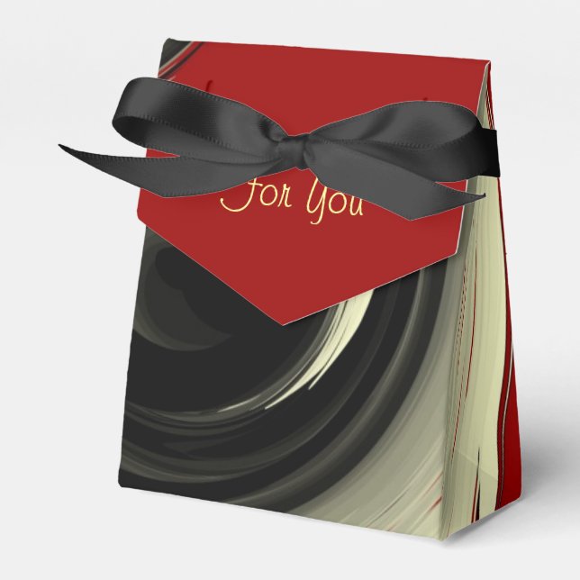 Caixinha De Lembrancinhas Vermelho Clássico Preto/Creme>Caixa de Favoritos (Frente)