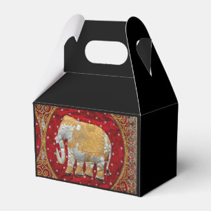 Caixinha De Lembrancinhas Vermelho Embellished e ouro do elefante indiano