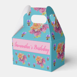 Caixinha De Lembrancinhas Vermelho Rosa Rosa Chique Teal Aqua Floral