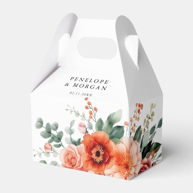 Caixinha De Lembrancinhas Verona Sunset Bright Orange Modern Floral Casament (Verso)