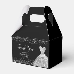 Caixinha De Lembrancinhas Vestido Prata Brilho Falso Sweet 16 