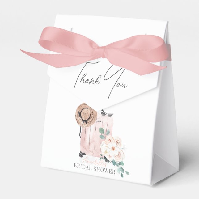 Caixinha De Lembrancinhas Viagem de Menina para Sra Mala Rosa Chá de Panela (Frente)