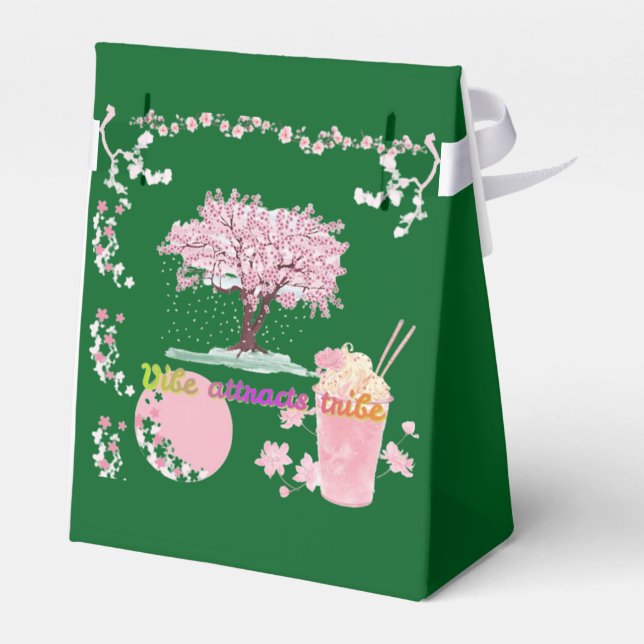 Caixinha De Lembrancinhas Vibe Attracts Tribe forest green  (Verso)