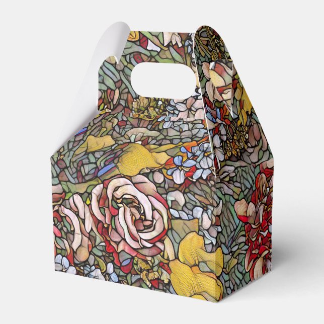 Caixinha De Lembrancinhas Vidro Arrefecido Floral Botânico (Frente)