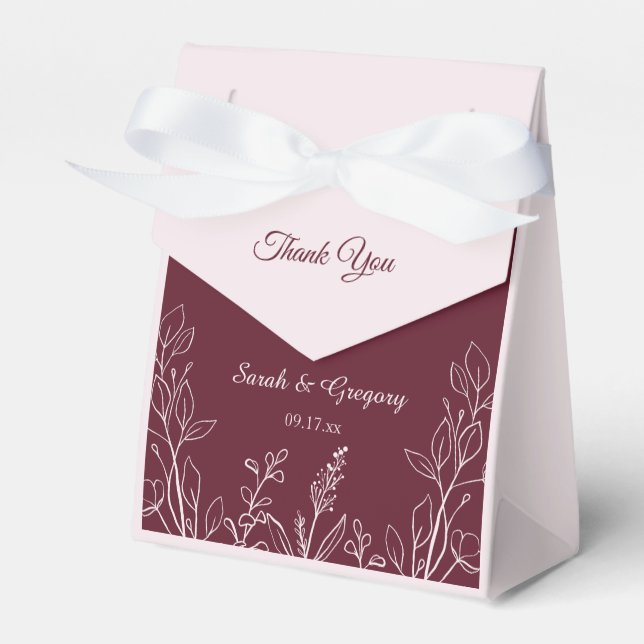 Caixinha De Lembrancinhas Vinho de Ruby Floral Simples Boho (Frente)