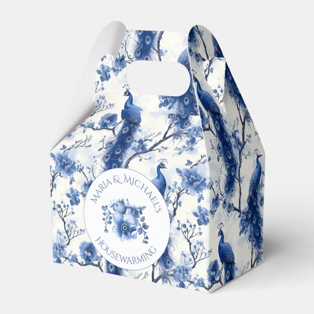 Caixinha De Lembrancinhas Vintage Blue Chinoiserie Casamento Peacock (Frente)