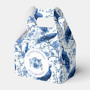 Caixinha De Lembrancinhas Vintage Blue Chinoiserie Peacock Floral