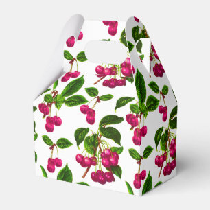 Caixinha De Lembrancinhas Vintage Botanical Fuchsia Pink Cherries Impressão