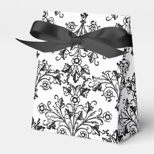 Caixinha De Lembrancinhas Vintage Damask Daisy Floral Etching in Black