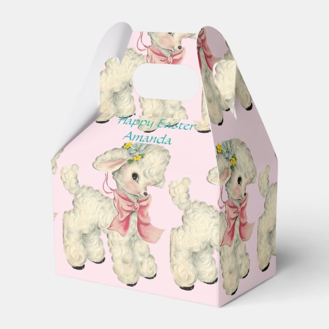 Caixinha De Lembrancinhas Vintage, Felz pascoa, Lamb, Personalizado (Frente)