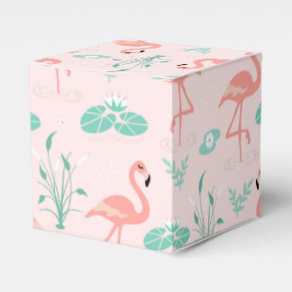 Caixinha De Lembrancinhas Vintage Flamingo e Water Lily Pattern