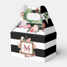 Vintage Floral e Stripes Monograma Antiquado