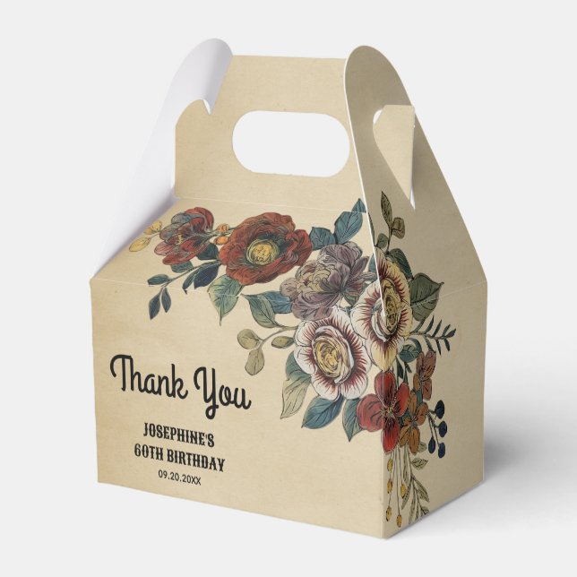 Caixinha De Lembrancinhas Vintage Flower Birthday Thank You (Verso)