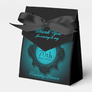 Caixinha De Lembrancinhas Vintage frame no Blue 70 Birthday Favor Box