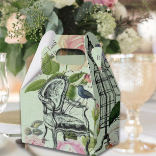 Caixinha De Lembrancinhas Vintage Mint French Pink Rose Party Paris