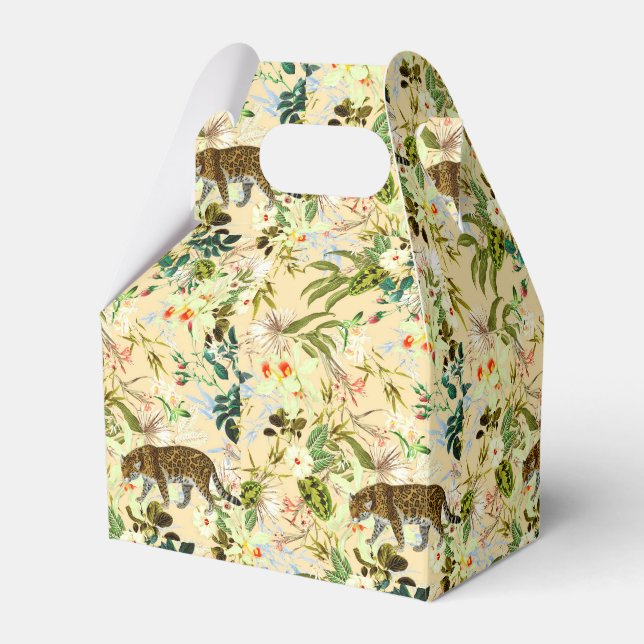 Caixinha De Lembrancinhas Vintage Modern Flower Tiger Tropical (Frente)