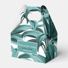 Caixinha De Lembrancinhas Vintage Palm Tropical Botânica Watercolor Teal