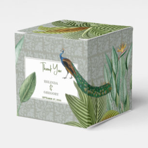 Caixinha De Lembrancinhas Vintage Peacock Feather Tropical Greenerice Casame