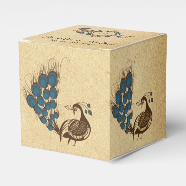 Caixinha De Lembrancinhas Vintage Peacock Monographic Weding Box (Frente)