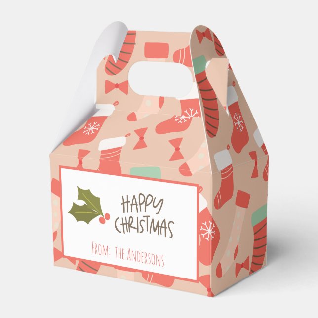 Caixinha De Lembrancinhas Vintage Retro Christmas Stockings (Frente)