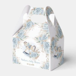Caixinha De Lembrancinhas Vintage Rocking Horse Pampas Baby Blue Floral