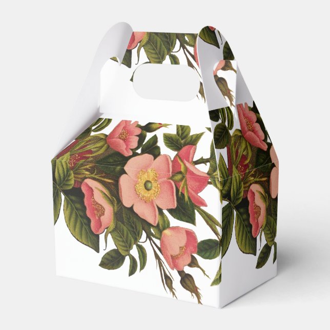 Caixinha De Lembrancinhas Vintage Rosas Belos Botânicos Rosa (Frente)