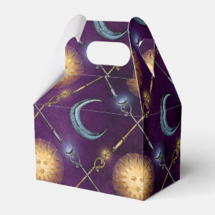 Caixinha De Lembrancinhas Vintage Roxo e Dourado Feiticeiro Sol e Lua