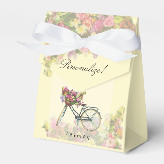 Caixinha De Lembrancinhas Vintage Spring Flowers Bike (Frente)