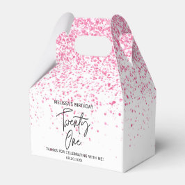 Caixinha De Lembrancinhas Vinte e um Aniversário Gliter Rosa Quente