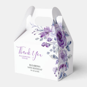Caixinha De Lembrancinhas Violet Rosa Greenery Floral Aniversário Obrigado