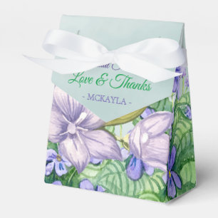 Caixinha De Lembrancinhas Violetas de Aquarela de Casamento de primavera de