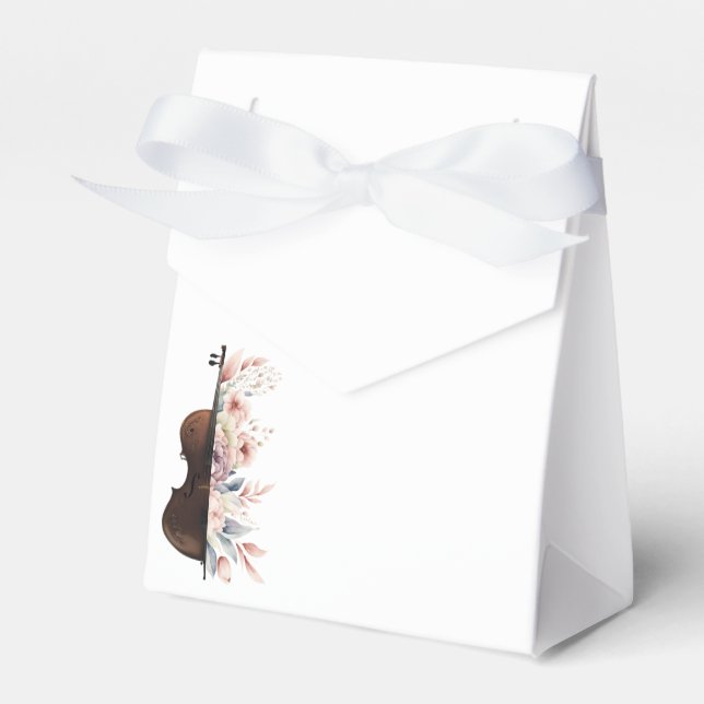 Caixinha De Lembrancinhas Violino com flores. (Frente)