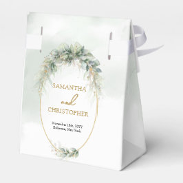 Caixinha De Lembrancinhas Voval de folha de ouro botânico moderno