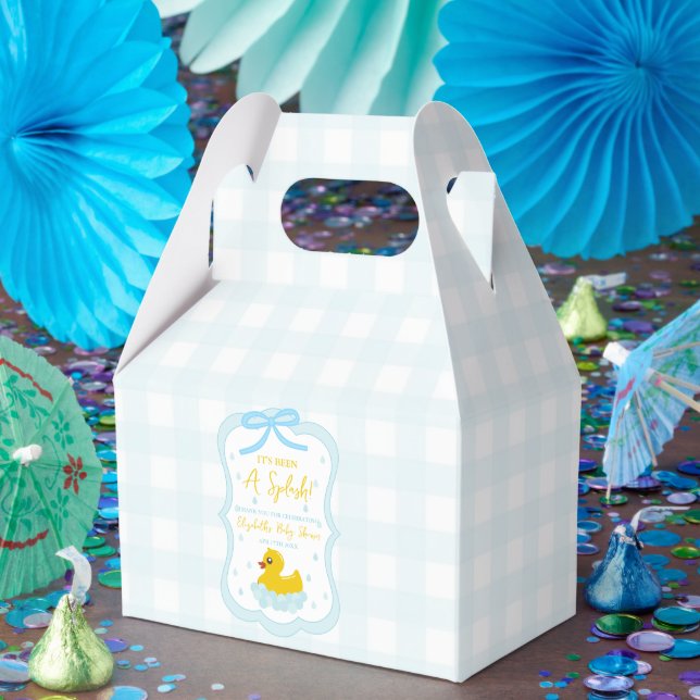 Caixinha De Lembrancinhas Water Droplets Gingham Boy Baby Shower Thank You (Festa)