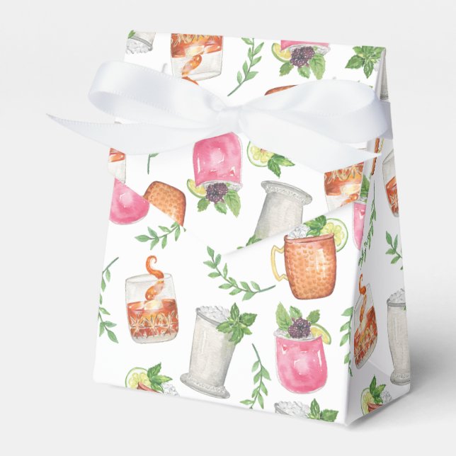 Caixinha De Lembrancinhas Watercolor Derby Day Mint Julep Drinks (Frente)