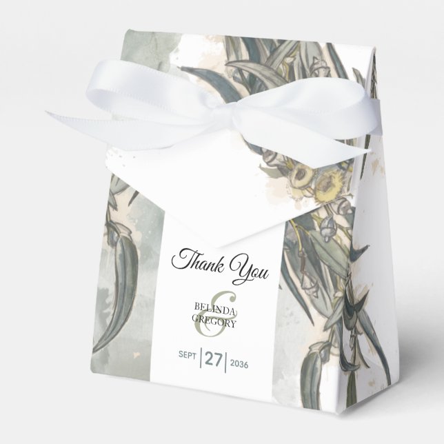 Caixinha De Lembrancinhas Watercolor Eucalyptus Deixa Casamento Verde (Frente)