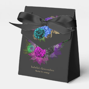 Caixinha De Lembrancinhas Watercolor Floral Mardi Gras Quinceañera