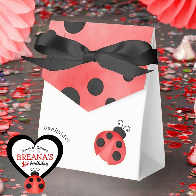 Caixinha De Lembrancinhas Watercolor Ladybug Birthday Treat (Criador carregado)