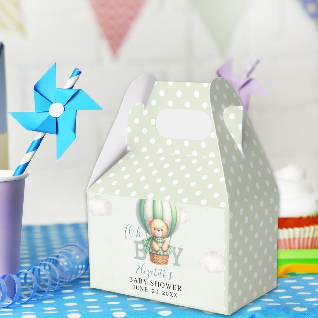 Caixinha De Lembrancinhas Watercolor Teddy Bear Baby Shower Boy (Criador carregado)