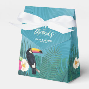 Caixinha De Lembrancinhas Watercolor Tropical w/Toucan Wedding Teal ID577